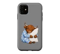 Custodia per iPhone 11 Scottish Highland mucca che dorme in pigiama carino sonno
