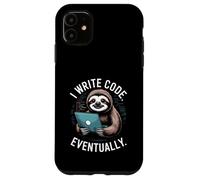 Custodia per iPhone 11 Scrivo codice eventualmente pigro bradipo programmatore vita