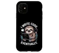 Custodia per iPhone 11 Scrivo codice eventualmente pigro bradipo programmatore vita