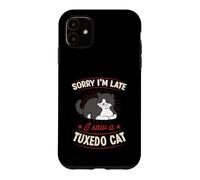 Custodia per iPhone 11 Scusa, sono in ritardo, ho visto uno scherzo introverso sarcastico su un gatto smoking