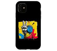 Custodia per iPhone 11 Segno della pace Buddha sorridente Pop Art Zen Graphic Spiritual