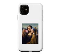 Custodia per iPhone 11 Selfie di Monna Lisa con l'orecchino di perla della ragazza
