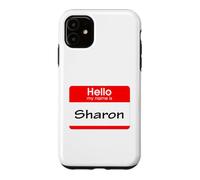 Custodia per iPhone 11 Sharon, targhetta con scritta "Hello My Name is Name"
