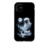 Custodia per iPhone 11 Silkie Pollo Ululando alla Luna 90's Retro
