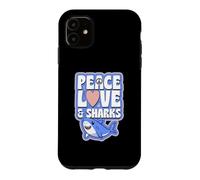 Custodia per iPhone 11 Simbolo di pace amore e squali cuore pace
