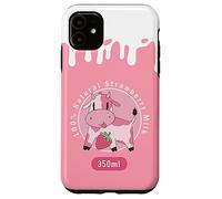 Custodia per iPhone 11 Simpatica mucca rosa Kawaii, Strawberry Milk Girl