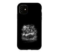 Custodia per iPhone 11 Skeleton Galleon Rise Ghost Ship - Grey Scale - Pirate Ship