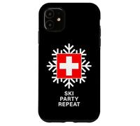 Custodia per iPhone 11 Ski Party Repeat Bandiera Svizzera e fiocco di neve
