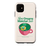 Custodia per iPhone 11 Slow Dreams Matcha Club Estetica Retro Amante del Tè Verde
