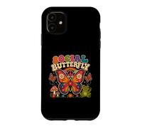 Custodia per iPhone 11 Sociale Farfalla Hippie Fiore Potenza Pace Vibes Ragazze Felice
