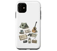 Custodia per iPhone 11 Solo Nature - Diario da campeggio, vintage, con icone della foresta