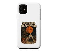 Custodia per iPhone 11 Sopravvivere allo scheletro di Halloween retrò dell'apocalisse IA