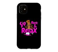 Custodia per iPhone 11 Sorseggiare e rilassarsi Donne nere Queen Diva Melanin Sista Vino