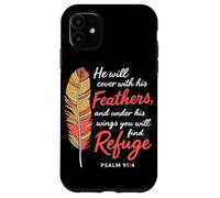Custodia per iPhone 11 Sotto le Sue Piume troverete rifugio Salmo 91:4 Christian