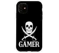 Custodia per iPhone 11 Spade pirata del giocatore con l'attrezzatura di gioco del cranio per i giochi dei pirati