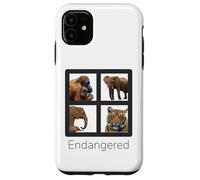 Custodia per iPhone 11 Specie in pericolo di estinzione Orangutan Tiger Elefanti