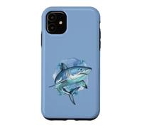Custodia per iPhone 11 Squalo feroce nei toni del blu