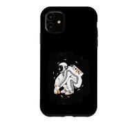 Custodia per iPhone 11 Squatting Gopnik Slav with tracksuit in space T-shirt