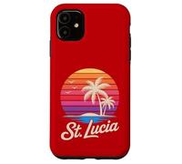 Custodia per iPhone 11 St Lucia Caraibi Vacanza Retro anni '80 Tropicale