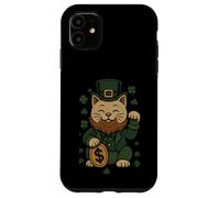 Custodia per iPhone 11 St Patrick's Day Cat Statue Lucky Clover Charm Adult Kids