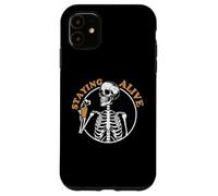 Custodia per iPhone 11 Staying Alive Skeleton Drink Coffee Baristas Coffee Lover
