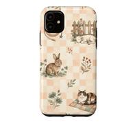 Custodia per iPhone 11 Stivali da cowboy agnello coniglio gatto western fattoria acquerello
