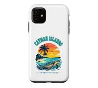 Custodia per iPhone 11 T-shirt delle Isole Cayman Caraibi Paradise Sea Turtle Sunset