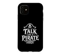 Custodia per iPhone 11 Talk Like A Pirate Day, divertente grafica a forma di teschio e ossa incrociate