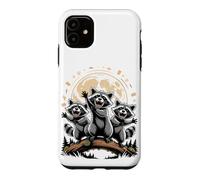 Custodia per iPhone 11 Three Raccoons Howling at the Moon Trash Panda