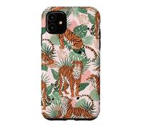 Custodia per iPhone 11 Tiger in Tropical Palms Safari Theme