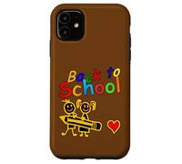 Custodia per iPhone 11 Torna a scuola bambini tenendo matita arte carina