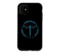 Custodia per iPhone 11 Totem degli attributi tribali della libellula Dashert blu