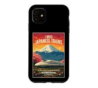 Custodia per iPhone 11 Treni giapponesi Vintage Railway Travel Design Monte Fuji