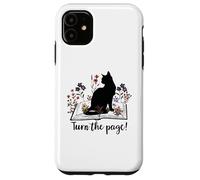 Custodia per iPhone 11 Turn the Page Books & Cats Black Cat Women Floral Book Lover