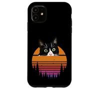 Custodia per iPhone 11 Tuxedo Cat Retro 70s Sunset Vintage Cat Lover