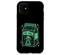 Custodia per iPhone 11 UFO Juice Retro Cat Abduction Alien Space Milk Cosmos