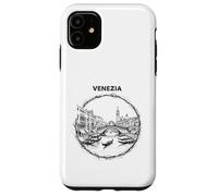 Custodia per iPhone 11 Venezia Italia Schizzo Rialto Ponte Gondola Art