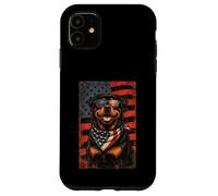 Custodia per iPhone 11 Veterans Day USA American Flag Rottweiler