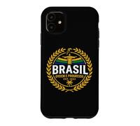 Custodia per iPhone 11 Vintage Brasil Ordem e Progresso Cristo Redentore Grafica