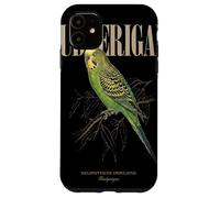 Custodia per iPhone 11 Vintage Budgerigar Bird Watching Arte Natura Amore Uccelli