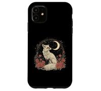 Custodia per iPhone 11 Vintage Cottagecore Volpe Floreale Luna Mezzaluna