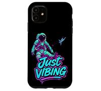 Custodia per iPhone 11 Viola e Teal Astronaut Just Vibing Graphic per gli uomini