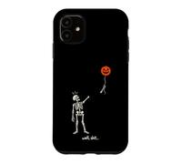 Custodia per iPhone 11 Well Shit Funny Halloween Skeleton Holding Balloon Bones