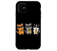 Custodia per iPhone 11 Whimsical Feline Saxophonist Group Jazz Cat Aesthetic