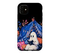 Custodia per iPhone 11 Whimsical Ghost Reading Book in Tent Cozy Halloween Reader