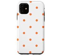 Custodia per iPhone 11 White and Orange Polka Dots Classic Polkadots Cute Preppy