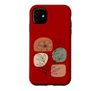 Custodia per iPhone 11 Wildflower Line Art Abstract Botanical Mid Century
