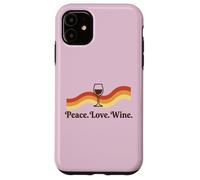 Custodia per iPhone 11 Wine Tasting Drinker Peace Love Bottiglia di vino Bicchiere