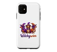 Custodia per iPhone 11 Witchy Halloween WitchyWien Dachshund Dogs In Witch Hat