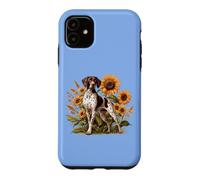 Custodia per iPhone 11 Womens Girls Flowers Hunting Dog German Shorthaired Pointer